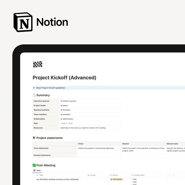 Project Kickoff (Advanced) Template