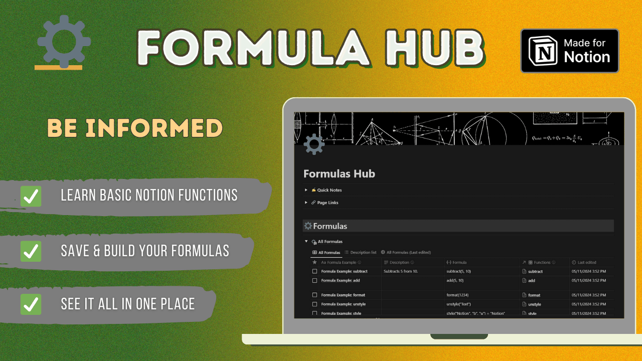 ⚙ Complete Notion Formula Hub