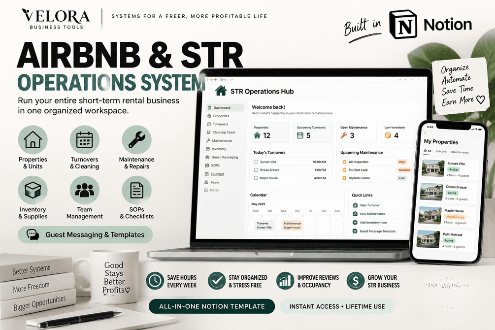 Airbnb & STR Complete Operations System | Notion + Google Sheets Bundle - image 1