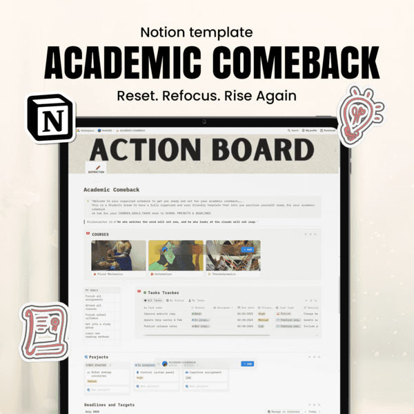 Academic Comeback Notion Template