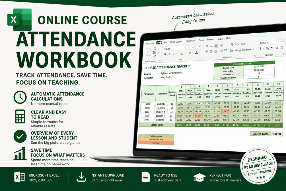 Training Attendance Workbook for Excel - image 1