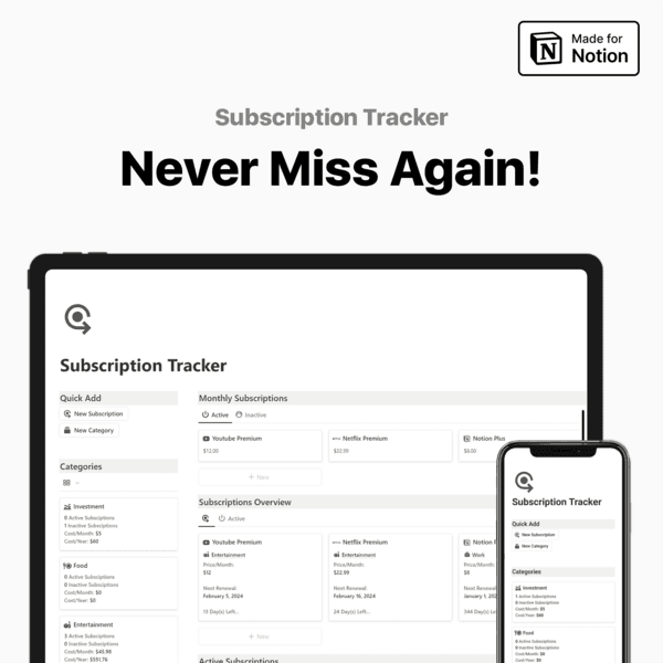 Subscription Tracker — GumCircles
